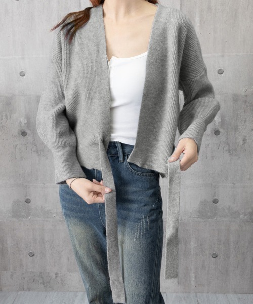 Miniministore(ミニミニストア)の「ニットトップス カシュクールニット 韓国(ニット/セーター・レディース・ブラック/アイボリー/グレー/モカ/グリーン・フリー)」の8枚目の写真