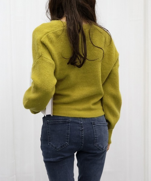 Miniministore(ミニミニストア)の「ニットトップス カシュクールニット 韓国(ニット/セーター・レディース・ブラック/アイボリー/グレー/モカ/グリーン・フリー)」の14枚目の写真