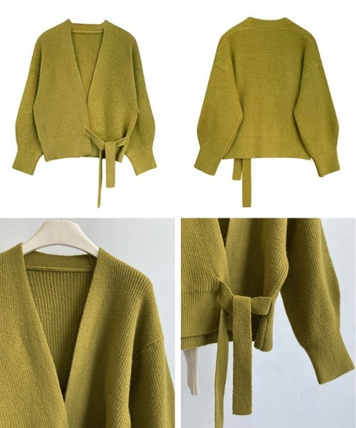 Miniministore(ミニミニストア)の「ニットトップス カシュクールニット 韓国(ニット/セーター・レディース・ブラック/アイボリー/グレー/モカ/グリーン・フリー)」の17枚目の写真