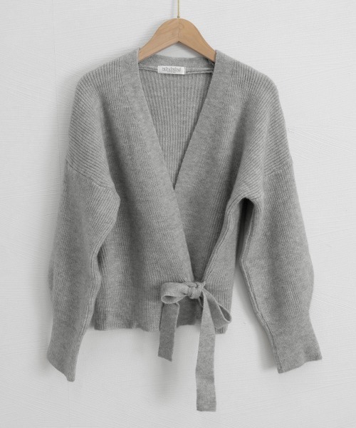 Miniministore(ミニミニストア)の「ニットトップス カシュクールニット 韓国(ニット/セーター・レディース・ブラック/アイボリー/グレー/モカ/グリーン・フリー)」の18枚目の写真