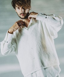 NO ID. | 【NO ID.】Layered Sheer Knit Shirt / レイヤード シアー ニット シャツ(シャツ/ブラウス)