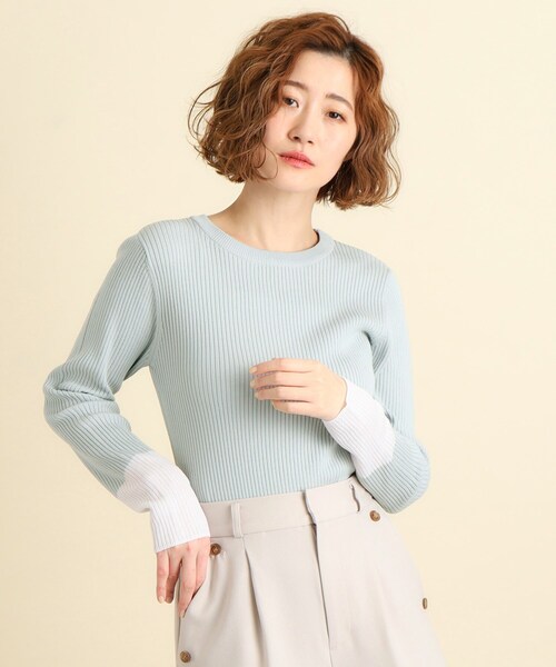 grove（グローブ）の「◆スタメンリブニットも今のムードに!袖口シアーリブニット（ニット/セーター・レディース・オフホワイト/ナチュラル/ブラック/サックスブルー・02/03/04/05/01）」の14枚目の写真