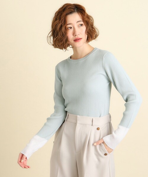 grove（グローブ）の「◆スタメンリブニットも今のムードに!袖口シアーリブニット（ニット/セーター・レディース・オフホワイト/ナチュラル/ブラック/サックスブルー・02/03/04/05/01）」の15枚目の写真