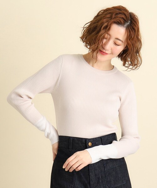 grove（グローブ）の「◆スタメンリブニットも今のムードに!袖口シアーリブニット（ニット/セーター・レディース・オフホワイト/ナチュラル/ブラック/サックスブルー・02/03/04/05/01）」の18枚目の写真