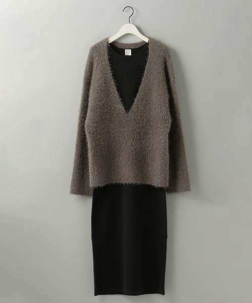 e/rm（イーアールエム）の「【e/rm】シャギールーズカーディガンセットワンピース（ワンピース・レディース・ブラック/ライトベージュ/チャコールグレー・FREE）」の2枚目の写真