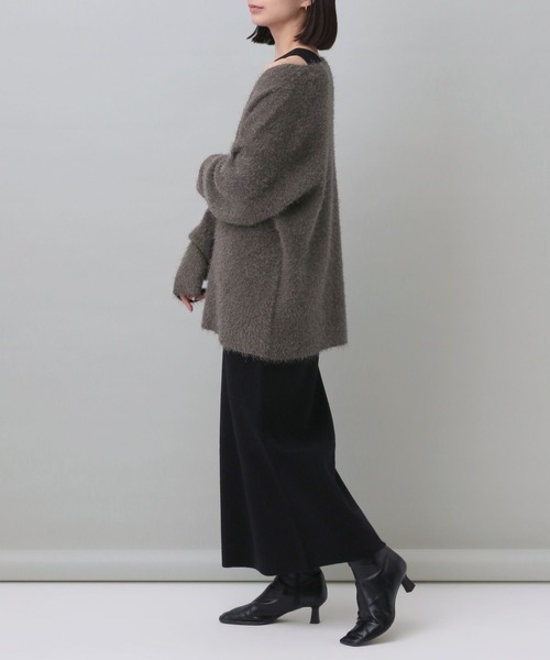 e/rm（イーアールエム）の「【e/rm】シャギールーズカーディガンセットワンピース（ワンピース・レディース・ブラック/ライトベージュ/チャコールグレー・FREE）」の4枚目の写真