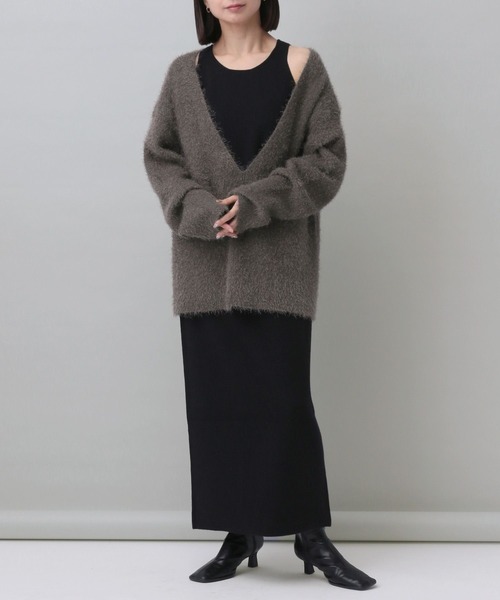 e/rm（イーアールエム）の「【e/rm】シャギールーズカーディガンセットワンピース（ワンピース・レディース・ブラック/ライトベージュ/チャコールグレー・FREE）」の6枚目の写真