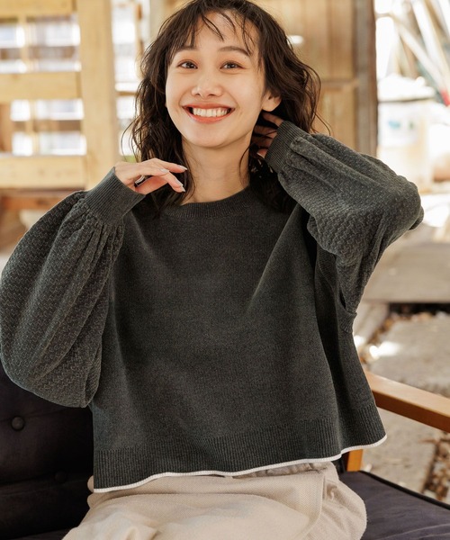 niko and...（ニコアンド）の「モールラインニットプルオーバー（ニット/セーター・レディース・アイボリー/ブルー/チャコール/ライトグリーン・SHORT/LONG）」の14枚目の写真