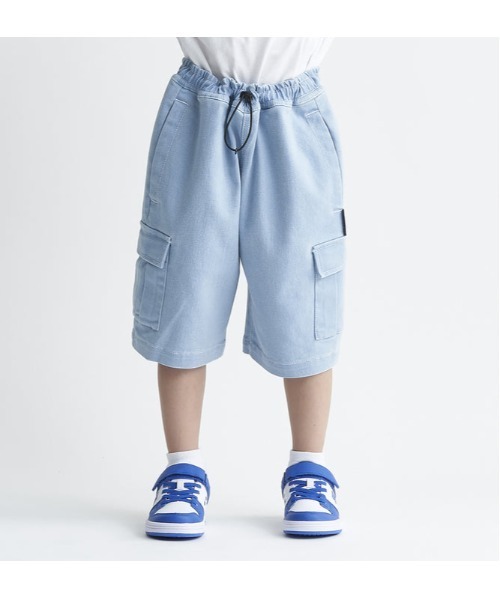 DC（ディーシー）の「DC/ディーシー WIDE CARGO SHORT24 キッズ ワイド カーゴ ショーツ ショートパンツ スケートボード 親子コーデ ワイドシルエット　ストレッチ YWS241505（カーゴパンツ・キッズ・ライトインディゴブルー/インディゴブルー・120cm/130cm/140cm/150cm/160cm）」の6枚目の写真