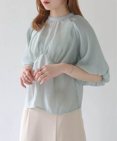 CLEIO(クレイオ)の「【CLEIO】パフスリーブカップデザインシアーブラウス(シャツ/ブラウス・レディース・ベージュ/アイボリー/サックスブルー・FREE)」の12枚目の写真