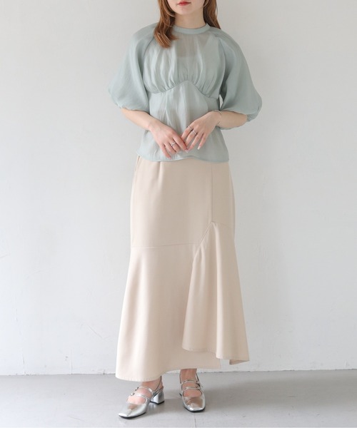 CLEIO(クレイオ)の「【CLEIO】パフスリーブカップデザインシアーブラウス(シャツ/ブラウス・レディース・ベージュ/アイボリー/サックスブルー・FREE)」の14枚目の写真