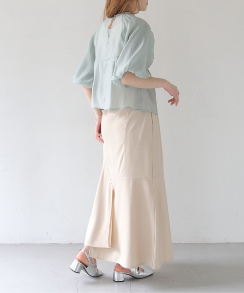 CLEIO(クレイオ)の「【CLEIO】パフスリーブカップデザインシアーブラウス(シャツ/ブラウス・レディース・ベージュ/アイボリー/サックスブルー・FREE)」の16枚目の写真