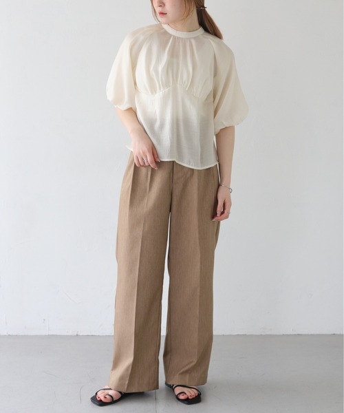 CLEIO(クレイオ)の「【CLEIO】パフスリーブカップデザインシアーブラウス(シャツ/ブラウス・レディース・ベージュ/アイボリー/サックスブルー・FREE)」の6枚目の写真