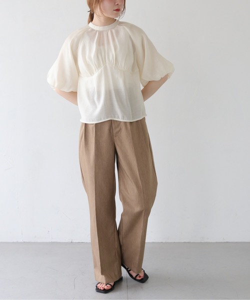 CLEIO(クレイオ)の「【CLEIO】パフスリーブカップデザインシアーブラウス(シャツ/ブラウス・レディース・ベージュ/アイボリー/サックスブルー・FREE)」の7枚目の写真