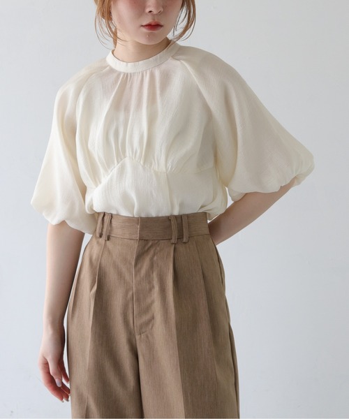 CLEIO(クレイオ)の「【CLEIO】パフスリーブカップデザインシアーブラウス(シャツ/ブラウス・レディース・ベージュ/アイボリー/サックスブルー・FREE)」の9枚目の写真