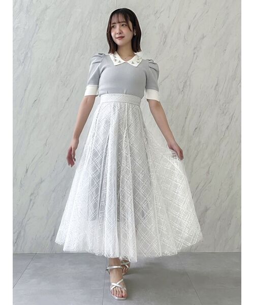 dazzlin（ダズリン）の「ビジューカラー半袖ニットトップス（ニット/セーター・レディース・ブラック/グレー・FREE）」の16枚目の写真