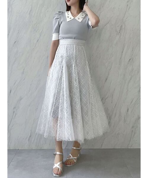 dazzlin（ダズリン）の「ビジューカラー半袖ニットトップス（ニット/セーター・レディース・ブラック/グレー・FREE）」の17枚目の写真