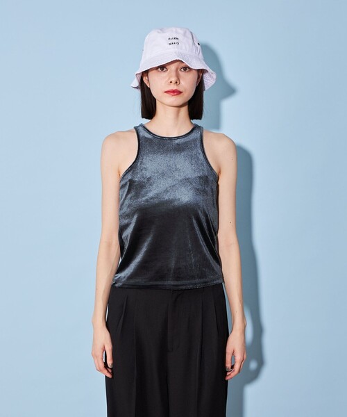 CITEN（シテン）の「＜CITEN＞ベロア タンクトップ（タンクトップ・レディース・ダークグレー/ブラウン/オフホワイト・FREE）」の13枚目の写真