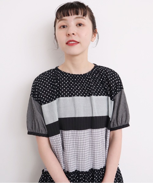 アトリエドゥサボン パッチワークボーダー　ワンピース l'atelier du savon（アトリエドサボン）の「パッチワーク