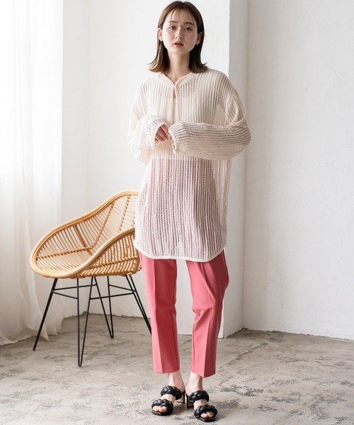 VitaFelice（ヴィータフェリーチェ）の「ダブルクロス テーパードパンツ（その他パンツ・レディース・ブラック/イエロー/ブルー系/ネイビー/オレンジ/グリーン/ピンク/サンドベージュ/ラベンダー・M/L/LL/S）」の10枚目の写真