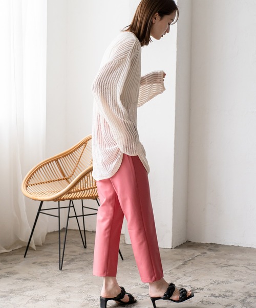 VitaFelice（ヴィータフェリーチェ）の「ダブルクロス テーパードパンツ（その他パンツ・レディース・ブラック/イエロー/ブルー系/ネイビー/オレンジ/グリーン/ピンク/サンドベージュ/ラベンダー・M/L/LL/S）」の13枚目の写真