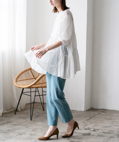 VitaFelice（ヴィータフェリーチェ）の「ダブルクロス テーパードパンツ（その他パンツ・レディース・ブラック/イエロー/ブルー系/ネイビー/オレンジ/グリーン/ピンク/サンドベージュ/ラベンダー・M/L/LL/S）」の15枚目の写真