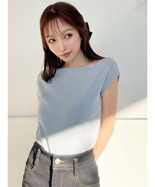 RESEXXY(リゼクシー)の「アシンメトリーボートネックニットトップス(ニット/セーター・レディース・オレンジ/ブルー/ブラック・FREE)」の15枚目の写真