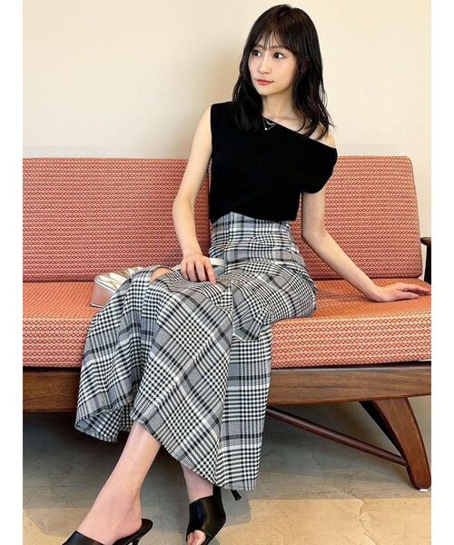 セール】アシンメトリーボートネックニットトップス（ニット