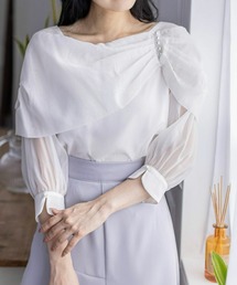 clear | 肩パールシフォン七分袖ブラウス≪2024SS新作≫(シャツ/ブラウス)
