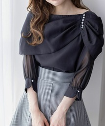 clear | 肩パールシフォン七分袖ブラウス≪2024SS新作≫(シャツ/ブラウス)