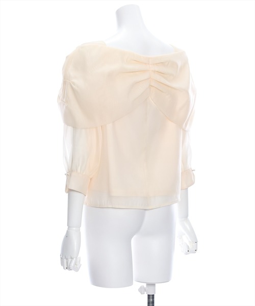 clear（クリア）の「肩パールシフォン七分袖ブラウス［大人 フェミニン 上品］≪再入荷≫（シャツ/ブラウス・レディース・ベージュ/ブラック/オフホワイト・F）」の5枚目の写真