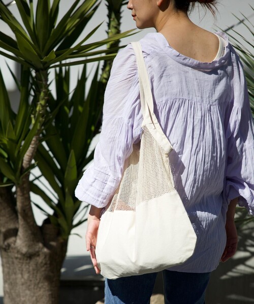 DULTON（ダルトン）の「DULTON/ダルトン COTTON HALF MESH BAG L / コットン ハーフ メッシュ バッグ L（トートバッグ・レディース・イエロー/グリーン/ナチュラル/グレー・ONE SIZE）」の16枚目の写真