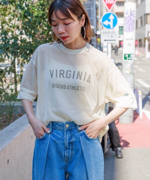 DISCUS（ディスカス）の「DISCUS/ディスカス カレッジシアーBIGTシャツ（Tシャツ/カットソー・レディース・ホワイト/ブラック/ブルー/ベージュ・FREE）」の15枚目の写真