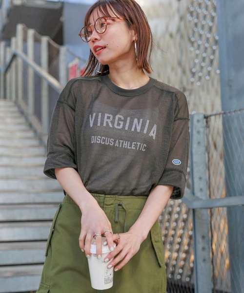 DISCUS（ディスカス）の「DISCUS/ディスカス カレッジシアーBIGTシャツ（Tシャツ/カットソー・レディース・ホワイト/ブラック/ブルー/ベージュ・FREE）」の16枚目の写真