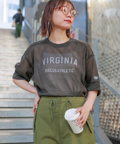 DISCUS（ディスカス）の「DISCUS/ディスカス カレッジシアーBIGTシャツ（Tシャツ/カットソー・レディース・ホワイト/ブラック/ブルー/ベージュ・FREE）」の17枚目の写真