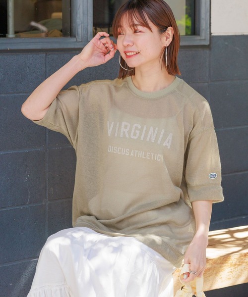 DISCUS（ディスカス）の「DISCUS/ディスカス カレッジシアーBIGTシャツ（Tシャツ/カットソー・レディース・ホワイト/ブラック/ブルー/ベージュ・FREE）」の19枚目の写真