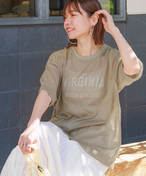 DISCUS（ディスカス）の「DISCUS/ディスカス カレッジシアーBIGTシャツ（Tシャツ/カットソー・レディース・ホワイト/ブラック/ブルー/ベージュ・FREE）」の8枚目の写真