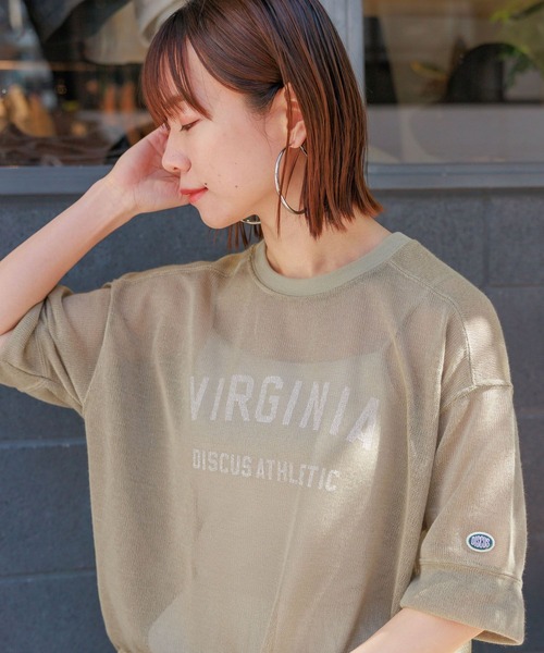 DISCUS（ディスカス）の「DISCUS/ディスカス カレッジシアーBIGTシャツ（Tシャツ/カットソー・レディース・ホワイト/ブラック/ブルー/ベージュ・FREE）」の10枚目の写真