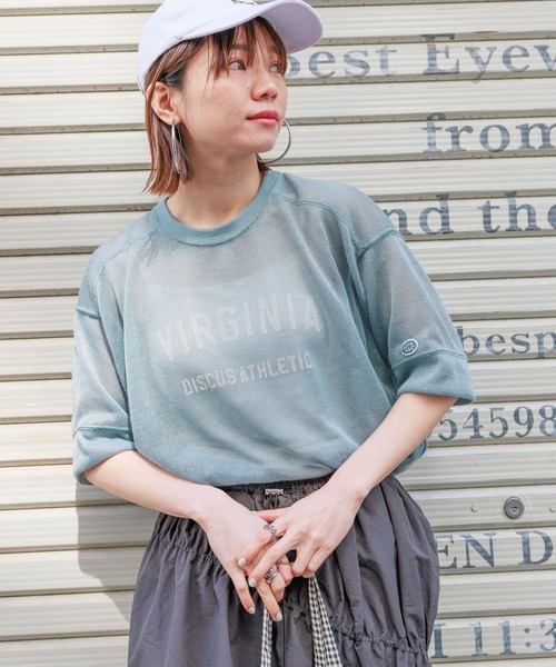 DISCUS（ディスカス）の「DISCUS/ディスカス カレッジシアーBIGTシャツ（Tシャツ/カットソー・レディース・ホワイト/ブラック/ブルー/ベージュ・FREE）」の11枚目の写真