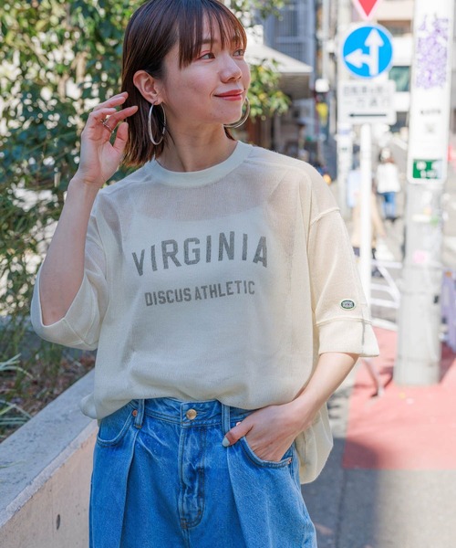 DISCUS（ディスカス）の「DISCUS/ディスカス カレッジシアーBIGTシャツ（Tシャツ/カットソー・レディース・ホワイト/ブラック/ブルー/ベージュ・FREE）」の13枚目の写真