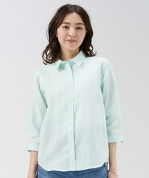 Pitta Re:) | 綿100% Wガーゼ レギュラーカラー 七分袖カジュアルシャツ(シャツ/ブラウス)