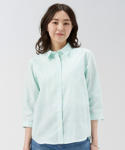 100)うめちぃ様オーダー分COLORS用服 セール】綿100% Wガーゼ レギュラーカラー 七分袖カジュアル