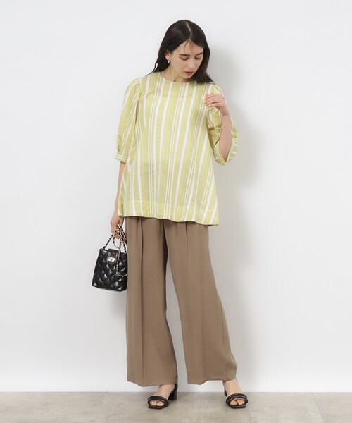 OPAQUE.CLIP（オペークドットクリップ）の「◆シアーストライプブラウス【手洗い可】（シャツ/ブラウス・レディース・ブルー系その他4/ライトイエロー系3・42/36/40/38）」の3枚目の写真
