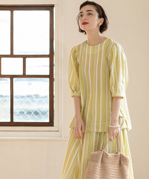 OPAQUE.CLIP（オペークドットクリップ）の「◆シアーストライプブラウス【手洗い可】（シャツ/ブラウス・レディース・ブルー系その他4/ライトイエロー系3・42/36/40/38）」の6枚目の写真