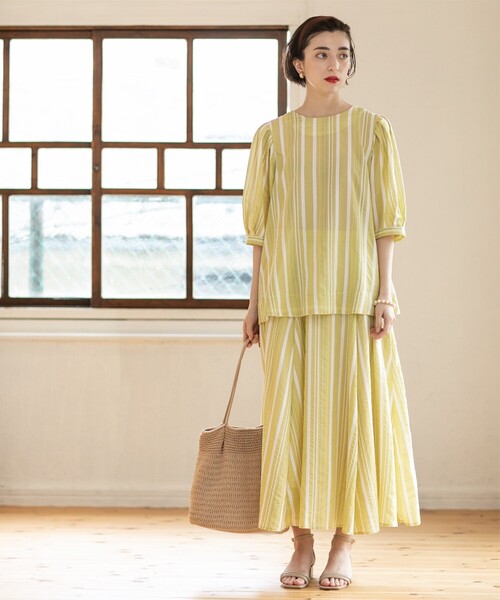 OPAQUE.CLIP（オペークドットクリップ）の「◆シアーストライプブラウス【手洗い可】（シャツ/ブラウス・レディース・ブルー系その他4/ライトイエロー系3・42/36/40/38）」の9枚目の写真