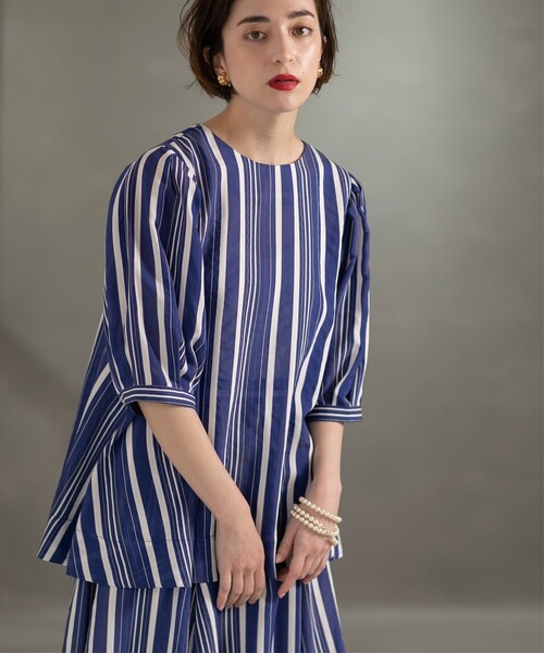 OPAQUE.CLIP（オペークドットクリップ）の「◆シアーストライプブラウス【手洗い可】（シャツ/ブラウス・レディース・ブルー系その他4/ライトイエロー系3・42/36/40/38）」の13枚目の写真