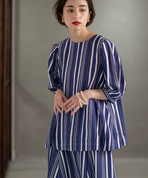 OPAQUE.CLIP（オペークドットクリップ）の「◆シアーストライプブラウス【手洗い可】（シャツ/ブラウス・レディース・ブルー系その他4/ライトイエロー系3・42/36/40/38）」の14枚目の写真