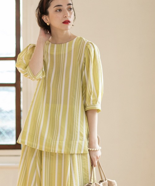 OPAQUE.CLIP（オペークドットクリップ）の「◆シアーストライプブラウス【手洗い可】（シャツ/ブラウス・レディース・ブルー系その他4/ライトイエロー系3・42/36/40/38）」の2枚目の写真