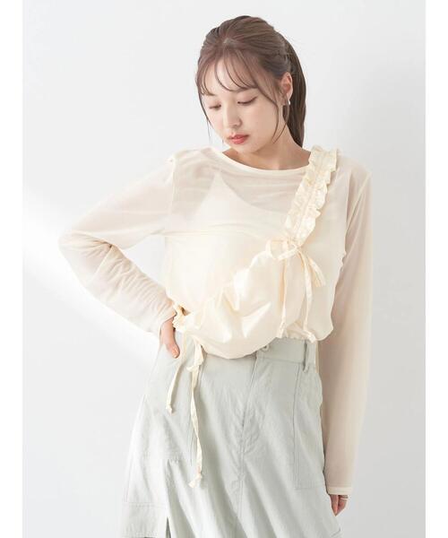 earth music&ecology(アースミュージックアンドエコロジー)の「シアーカットプルオーバー(Tシャツ/カットソー・レディース・イエロー/オフホワイト/グレイッシュブルー・FREE)」の19枚目の写真