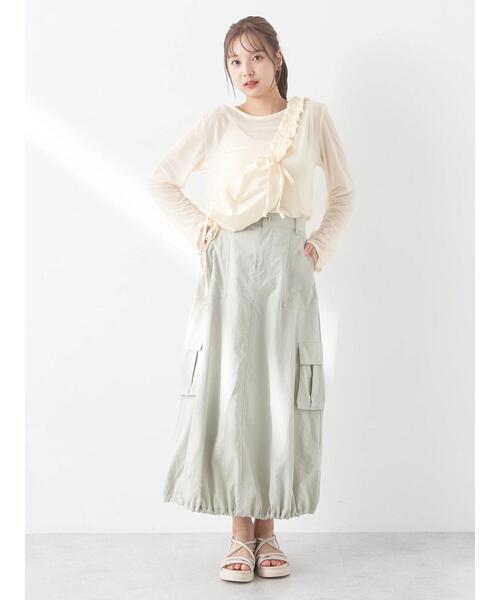 earth music&ecology(アースミュージックアンドエコロジー)の「シアーカットプルオーバー(Tシャツ/カットソー・レディース・イエロー/オフホワイト/グレイッシュブルー・FREE)」の18枚目の写真